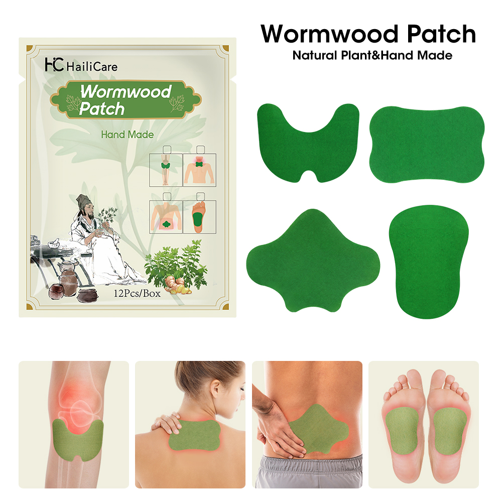 12 stücke Wermut Knie Pflaster Rücken Hals Knie Patch Extrakt Analgetikum Knorpel Schmerz linderung Patch selbst erhitzende Kräuter aufkleber