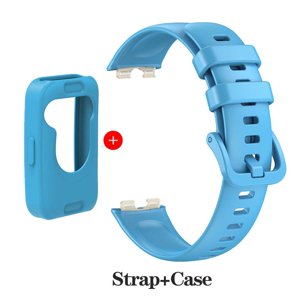 Silicone Strap for Huawei Band 9 Watchbands Replacement Bracelet Accessories for Huawei Band 8 Screen Protector Bumper Watchband: Red Black