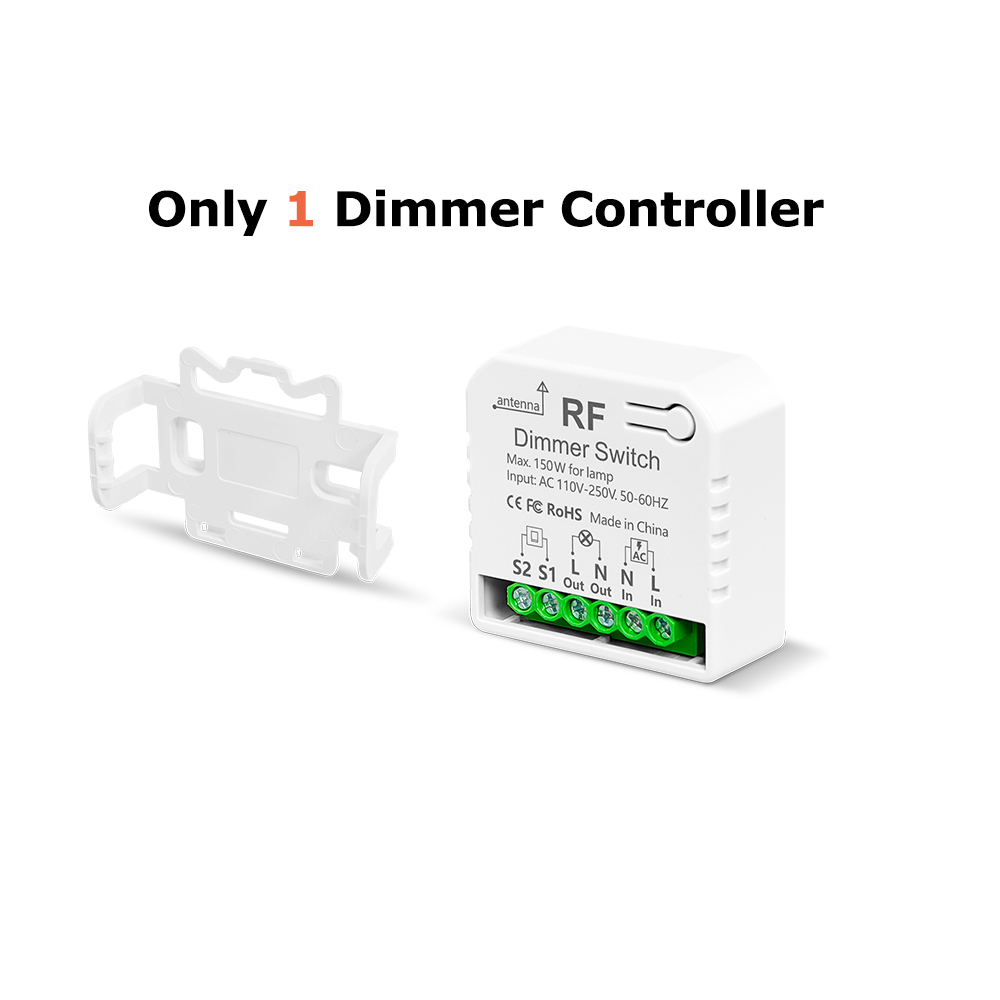 433MHz Wireless Dimmer Controller 110V 220V 150W for LED and 86 Wireless Wall Switch and Wireless Remote Control Transmit 50m: Ivory