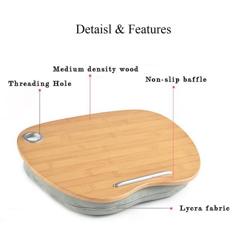 Multifunction Laptop Tray Stand Pillow Knee Wood Table Laptop Desk Tablet Phone Flip Portable Outdoor Headrest Office Nap Pillow