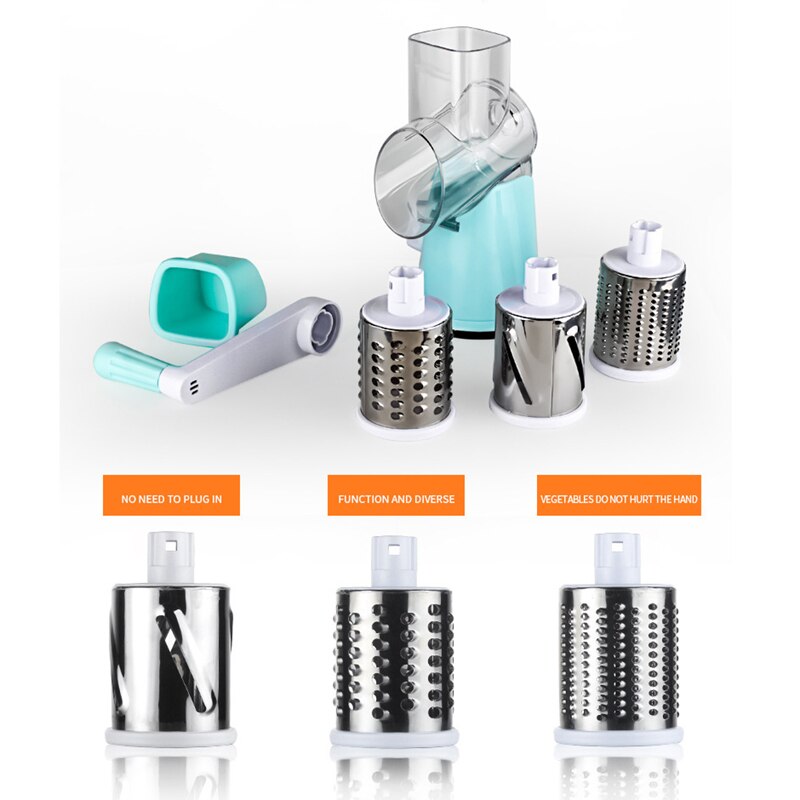 Multi-function Vegetable Shredder Hand-cranked Cheese Cutter Stainless Steel Drums Slicer Vegetable Cutter Chopper Grater Slicer