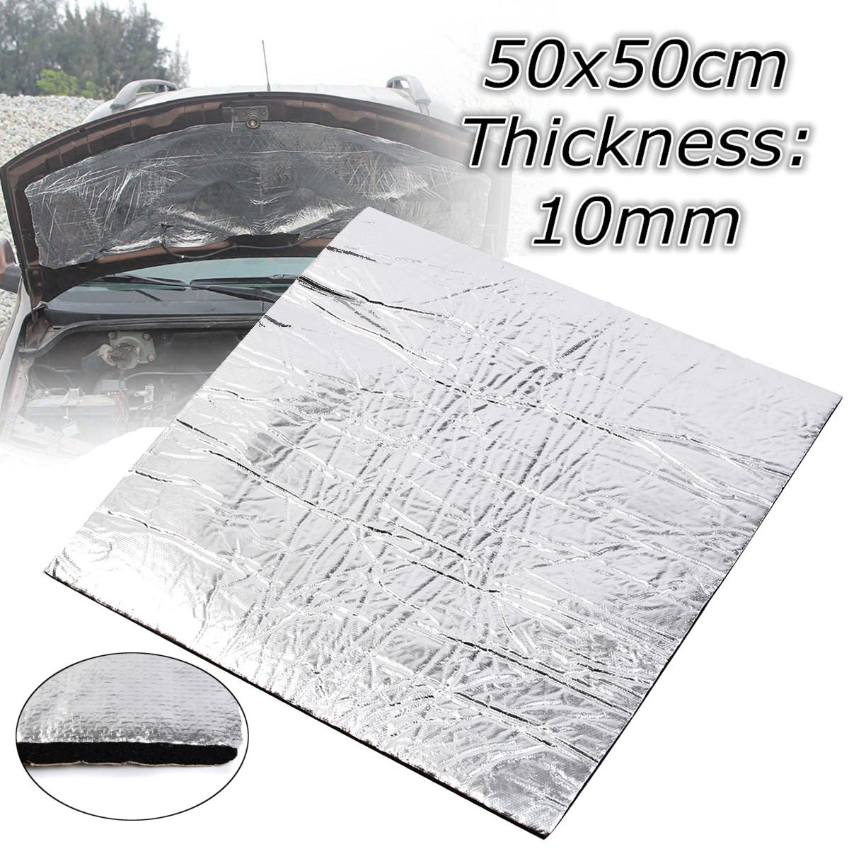 10mm 50x50cm Sound Heat Proofing Car Sound Deadener Insulation Underlay Mat Car Sound Proofing Deadening Foam Car Accessories