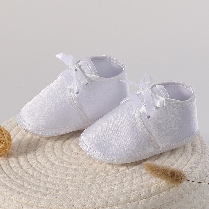 Gooulfi baby dreng sko dåb i hvid bomuld nyfødte baby sko toddler sommer tværbundet bløde 12 måneder børnesko: 3-6m