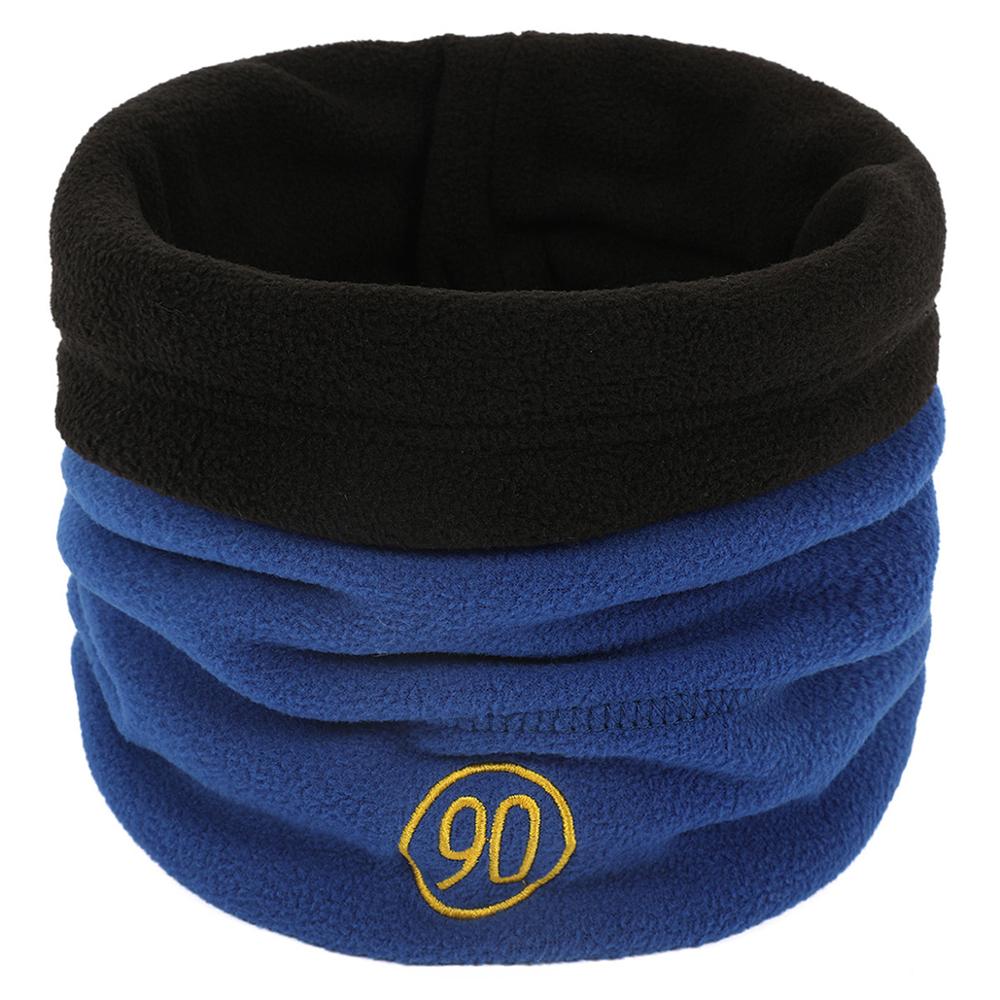 Unisex Winter Scarf Women Solid Color Warmer Ring Scarves Men Casual Outdoor Cycling Warm Neck Collars Scarf: Blue Black