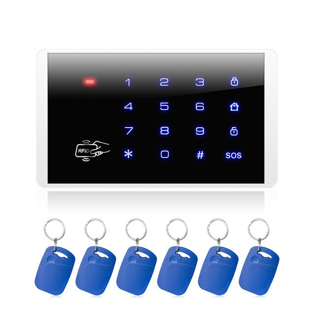 FUERS K16 RFID Card Arm and Disarm Touch Keypad For PSTN GSM Home Security Alarm System 433MHz Wireless Password Keyboard system