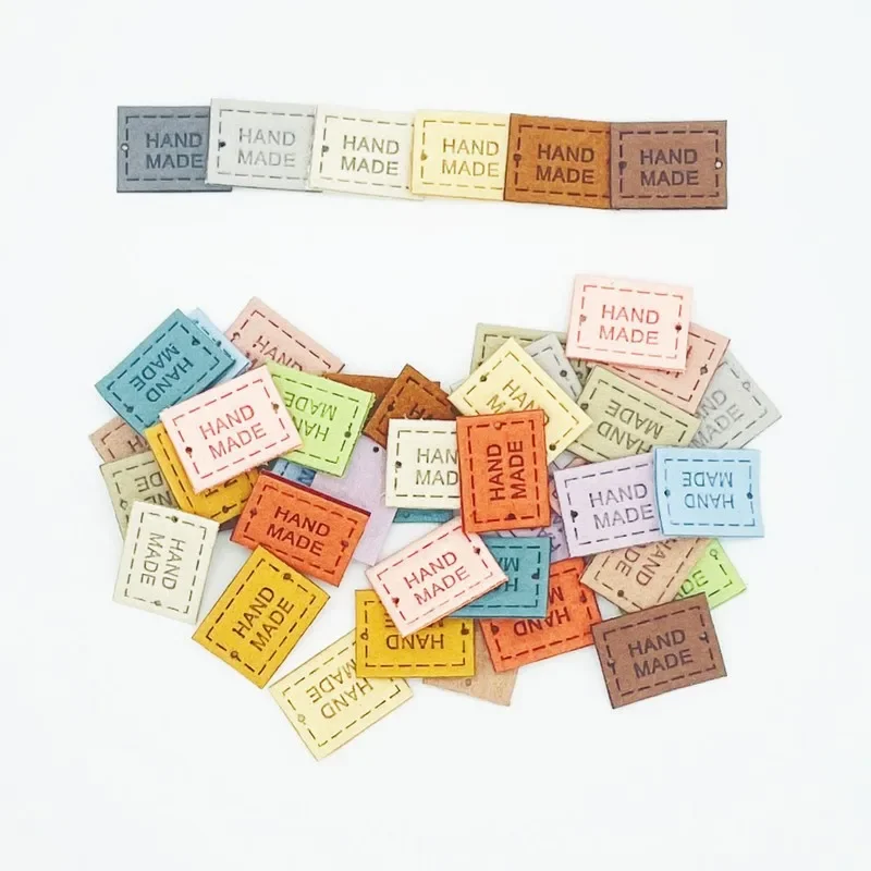 25/50pcs PU Leather Labels Tags Small Handmade Labels DIY Clothes Hats Bags Hand Made Label Sewing Tags Sewing Accessories Tools: black