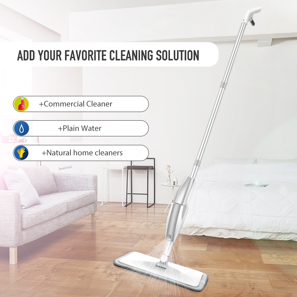 Trapeador de suelo en aerosol con almohadillas de microfibra de repuesto, fregona plana para el hogar, cocina, madera laminada, azulejos de cerámica, Herramientas de limpieza de suelo