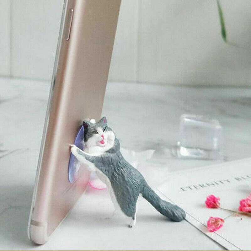 Cute Cat Phone Holder Support Resin Mobile Phone Holder Stand Sucker Tablets Desk Sucker Smartphone Holder