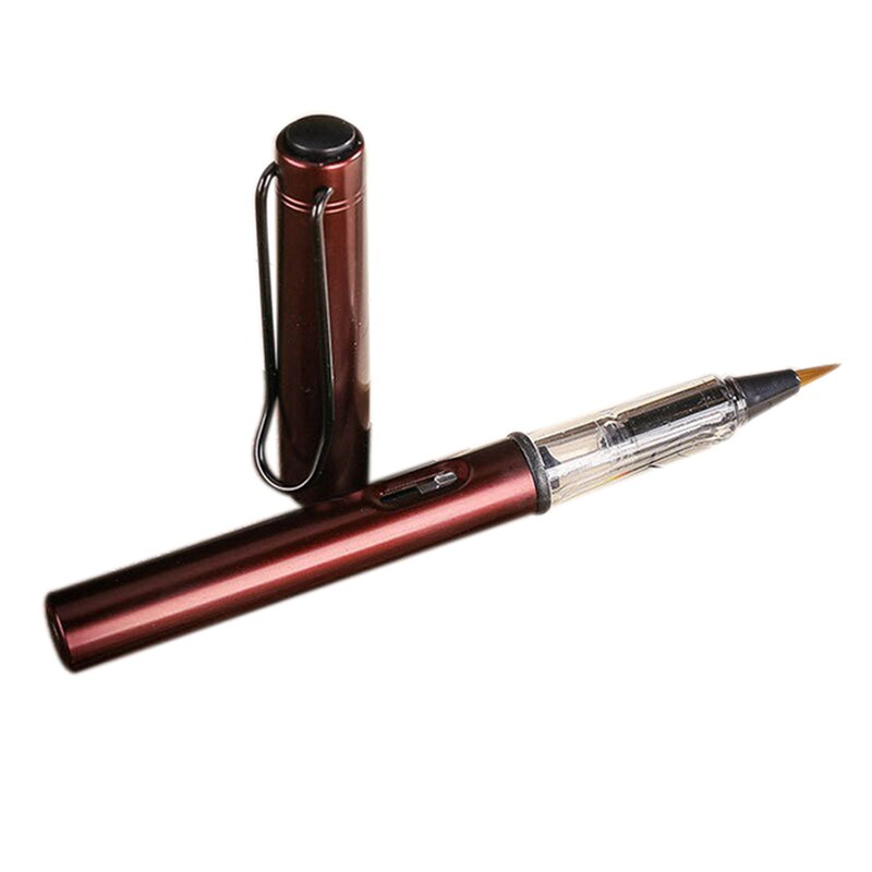 Fountains Style Water Soft Brush Pen Metal Refillable Ink Watercolor Pen For Painting Calligraphy Drawing Art Supplie Kids: Brown