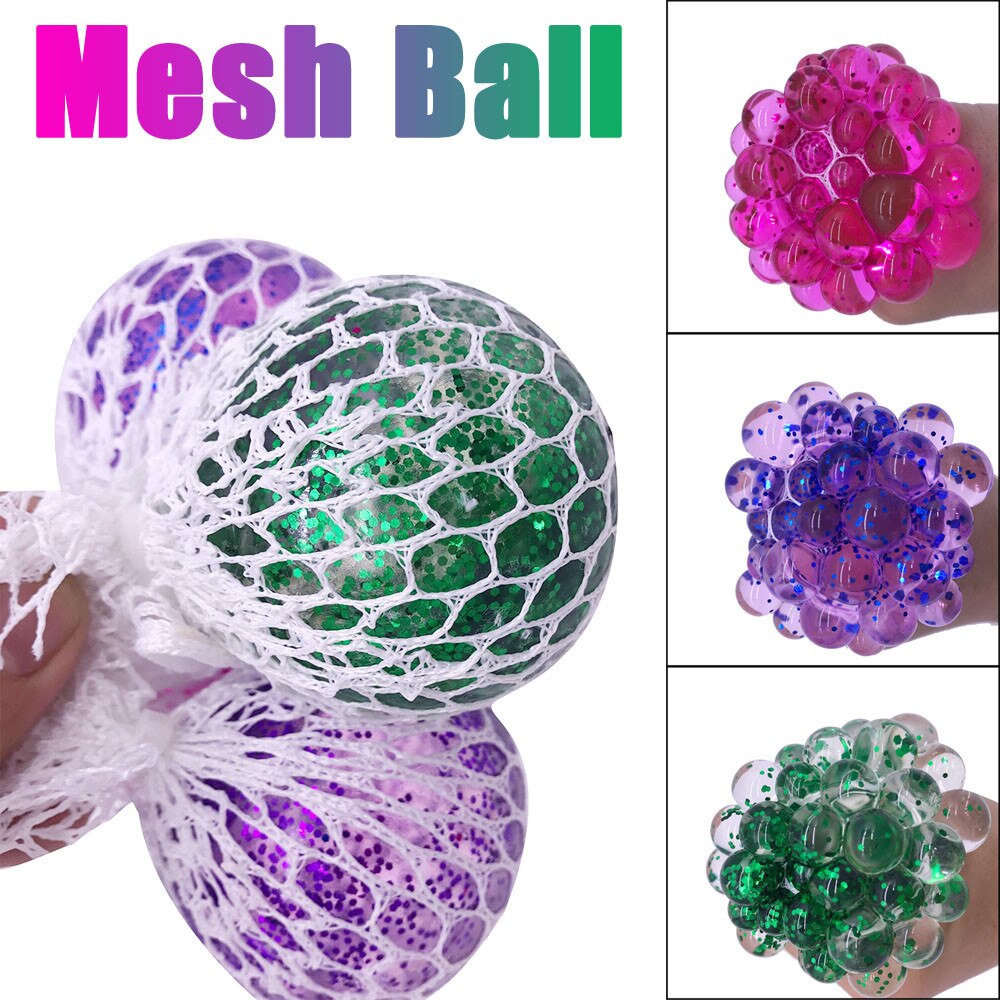 5ml Mesh Ball Stress Led Glowing Squeeze Grape Toys Anxiety Relief Stress Ball Squishy Toy Anxiety Relief Decompression Toy