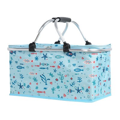 Outdoor Picnic Bag Portable Insulation Bag Camping Drinks Food Storage Basket Foldable Camp Bag Foldable Large Capacity: Large fish