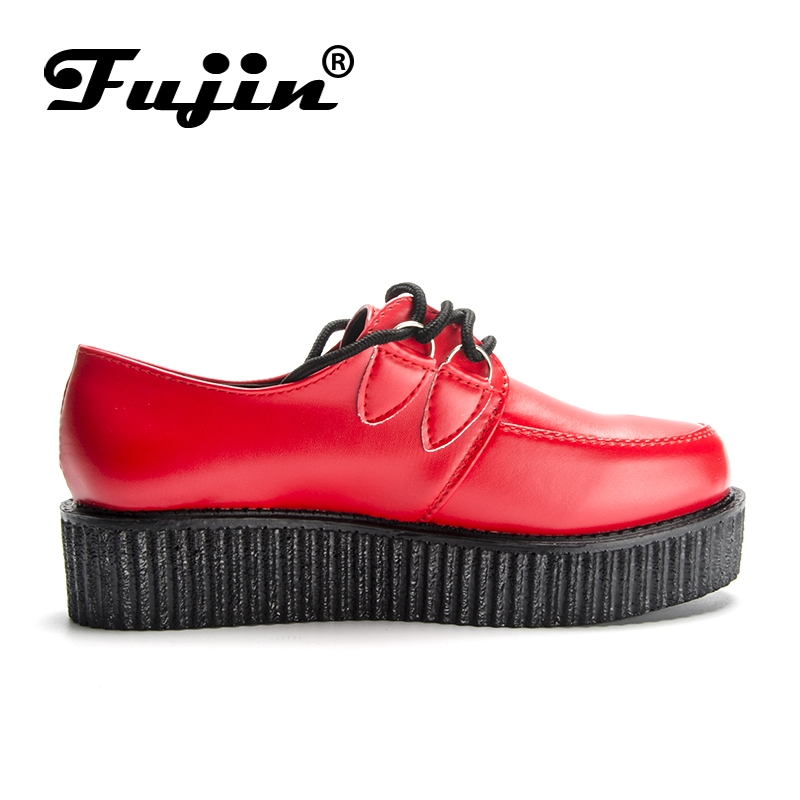 Fujin cuero pu otoño Creepers zapatos casuales mocasines mujer mocasines damas plataforma mocasines mujeres pisos Mujer