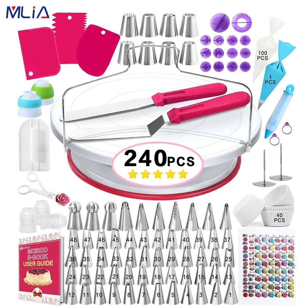 240pcs Decorating Nozzle Set Cake Tools Cake Decoration Kitchen DIY Icing Piping Cream Reusable Kit Baking Tools Cake Tools Set: 240pcs