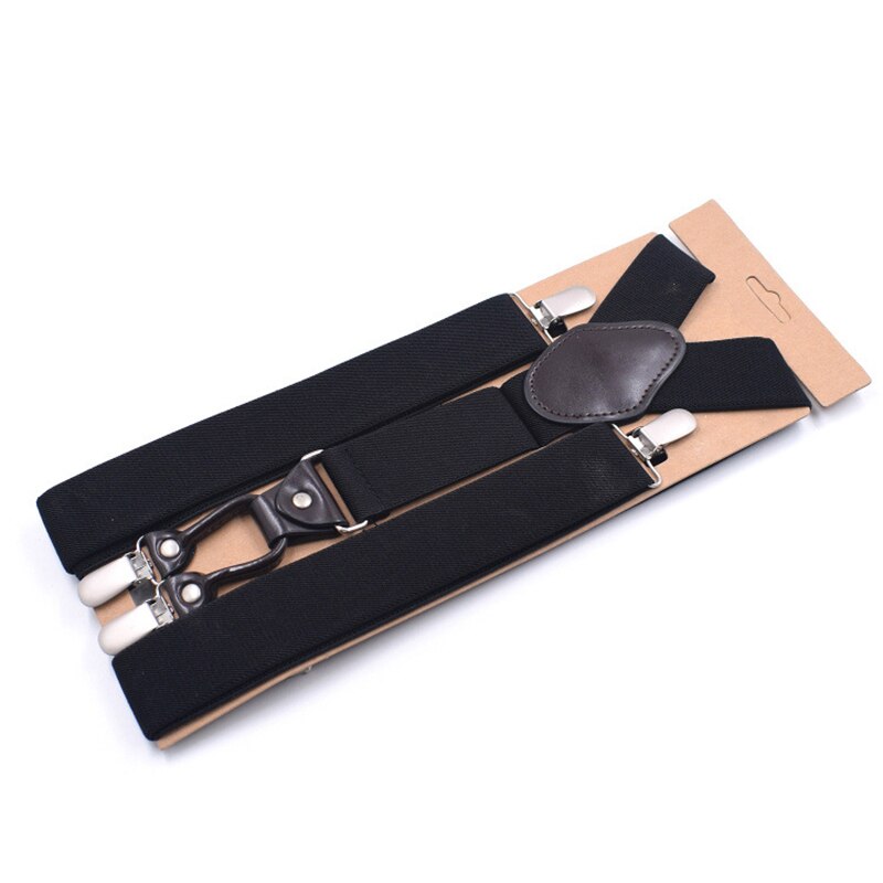 Men Suspenders Straps Trouser Braces Adjustable Elastic Solid Color Y Back 4 Clips for Wedding Casual Formal Father Husband