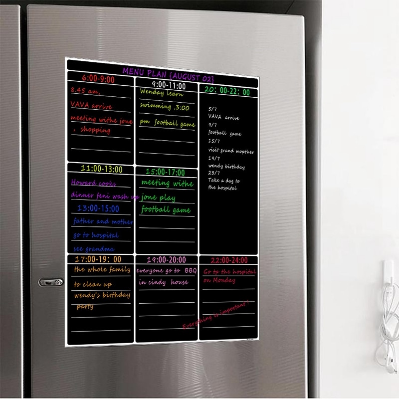Magnetic Dry Erase Whiteboard Sheet Kitchen Fridge Weekly White Board Calendar Useful Menu Planning Grocery Shopping List