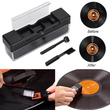 Kit de limpieza de discos de vinilo, combinación de giradiscos con cepillo pequeño LP, fonógrafo, limpieza de discos, 2 en 1