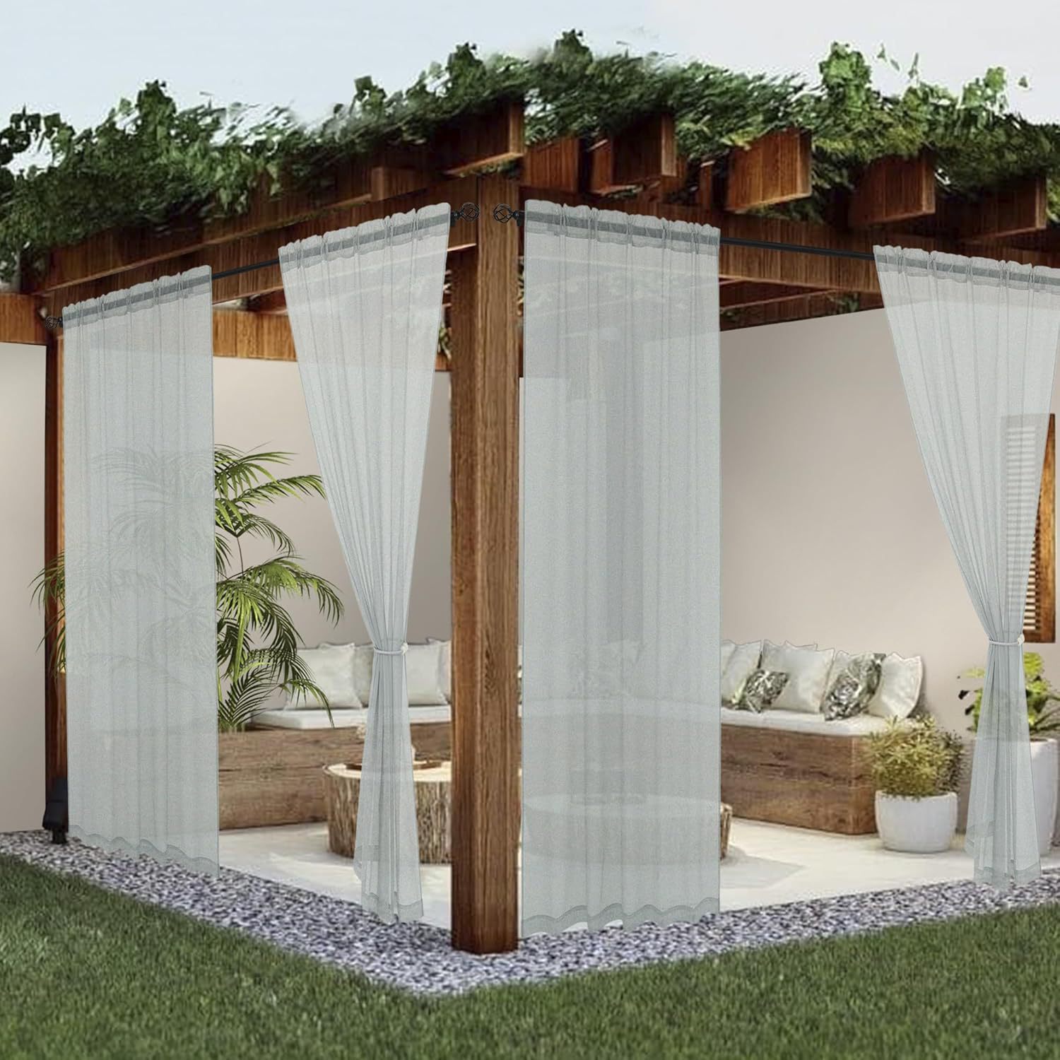 Muggenbestendig gaas Schermdeur Gaas Scherm UV-blokkerend Buitenterras Tuin Balkon Paviljoen Zonnescherm Gordijn: Koningin / zwart