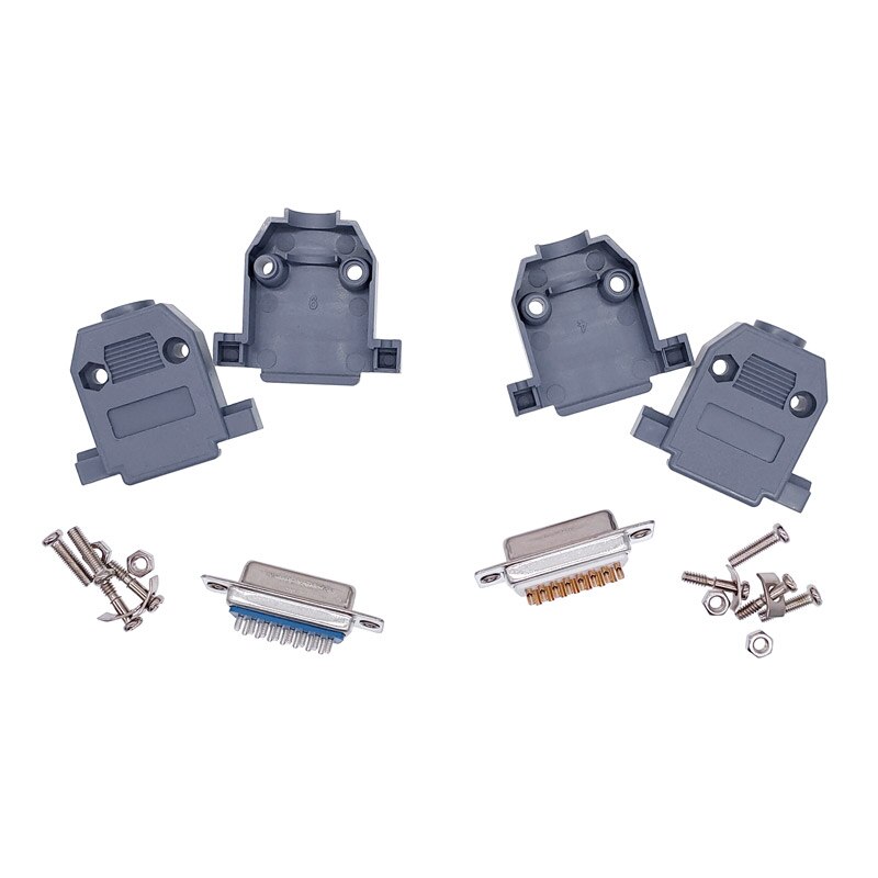 Connecteur DB15 à 2 rangées, trou/broche femelle mâle, adaptateur de prise, en laiton argenté doré, D SUB DP15 + coque en plastique