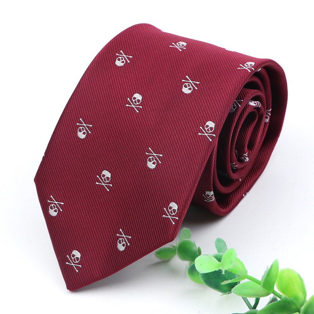 Skull Ties For Men Casual Slim Classic Polyester Neckties Man Tie for Wedding Halloween Party Male tie Neckwear: Tie 8cm-2