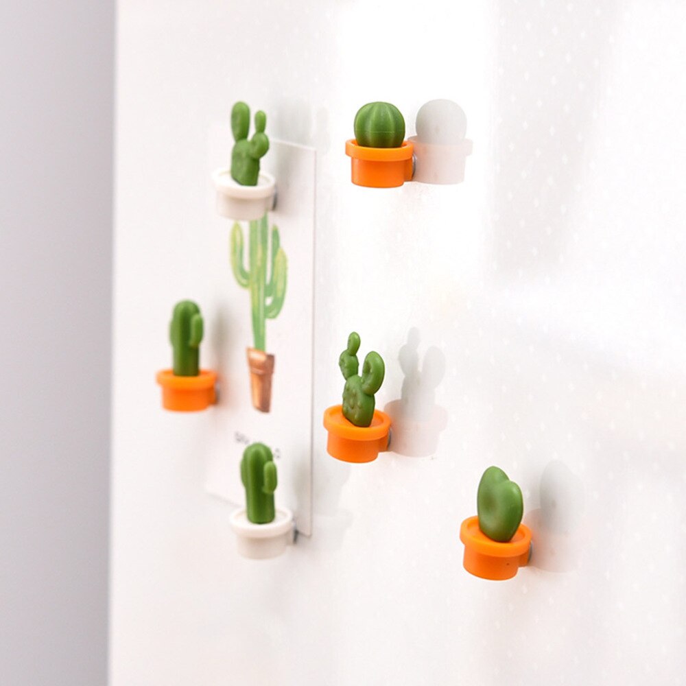 6pcs Magnetic Fridge Stickers 3D Decorations Whiteboard Magnets Picture Clip(White Base)