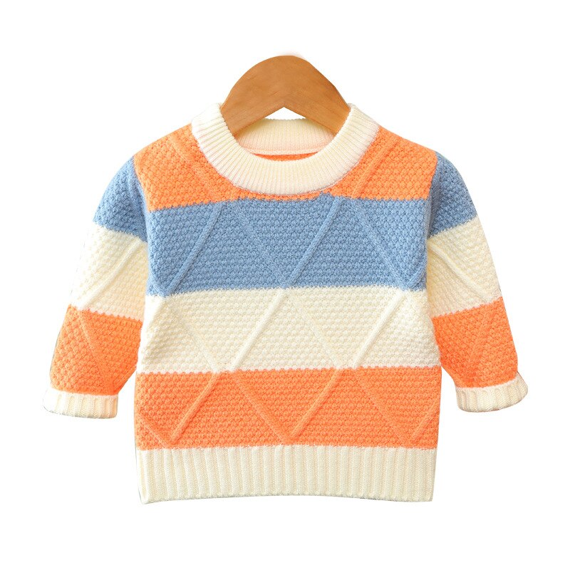 Mode Kleuraanpassing Trui Unisex 1-5Years Kids Gebreide Trui Peuter Jongen Meisje Winter Warm Kleding Tops Thicken Casual