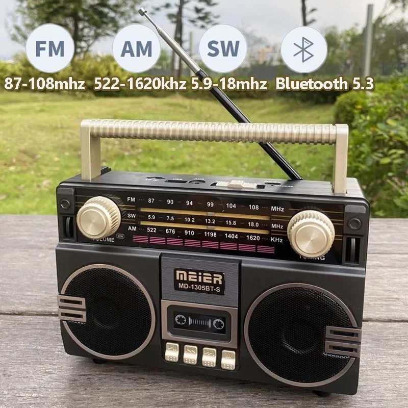 Retro Wireless Bluetooth Speaker FM AM SW Multi-band Radio USB TF Speaker Portable Broadcasting Receiver Radio