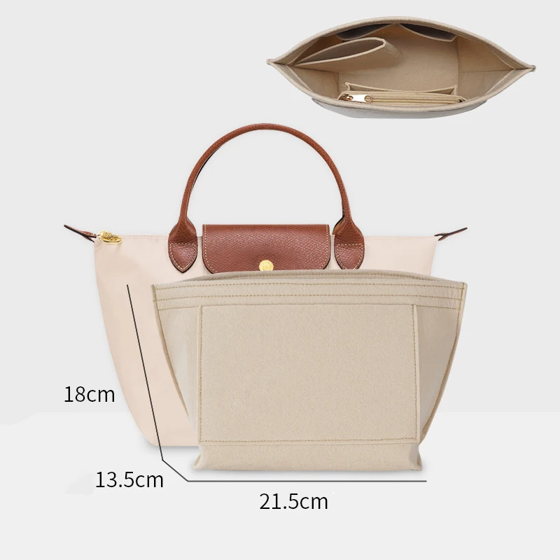 Bag Organizer For Longchamp Mini Bag Storage Bag The Liner Bag Felt Purse Insert Handbag Liner Bag: Red Wine