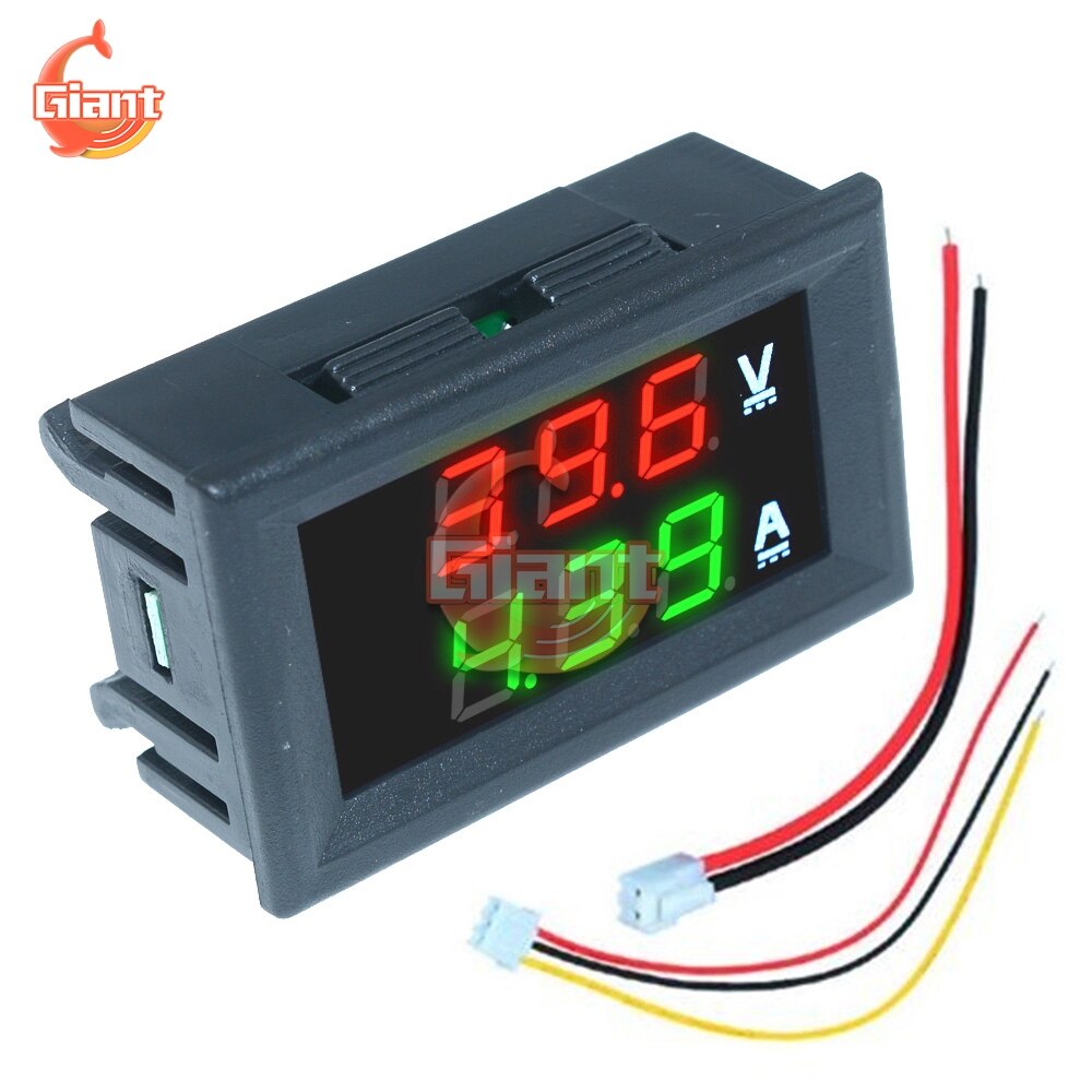 Dc 100v 10a mini digital voltmeter amperemeter amperemeter spænding volt ampere meter indikator tester led display kabel stik