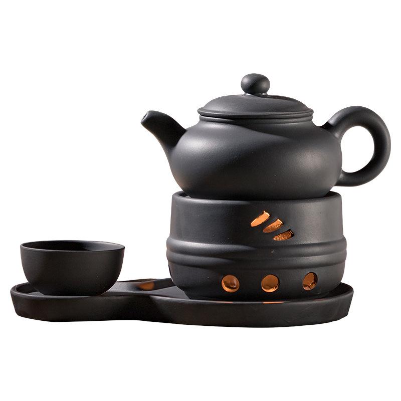 Vintage Ceramic Teapot Heating Base Coarse Pottery Tea Cup Warmer Heater Stove Tea Pot Base Candle Holder Japanese Teaware Warm: Default Title