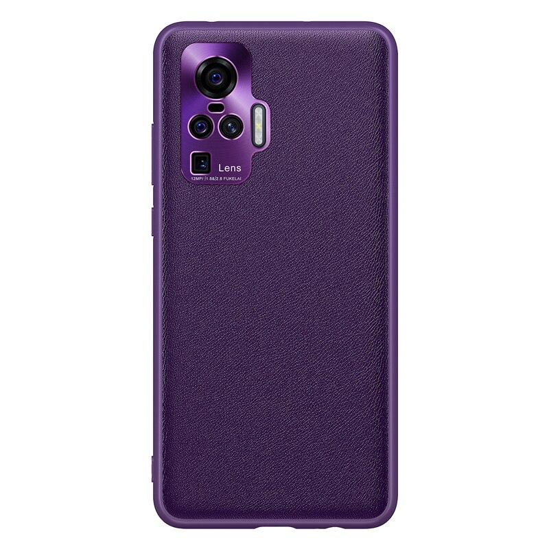 Case For Vivo X50 Pro Luxury PU leather Cases Hard Shockproof Back Cover For Vivo X 50 Pro Original Skin Hull Coque: Vivo X50 / Purple