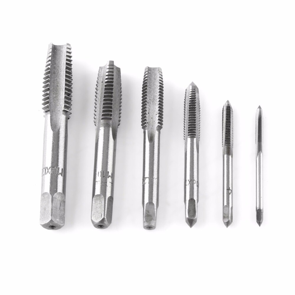 12pcs M3 M6 M8 M10 M12 Hand Schroefdraad Plug Tap Boor Set Rechte Fluiten Hand Tool Set Draad tap Tool