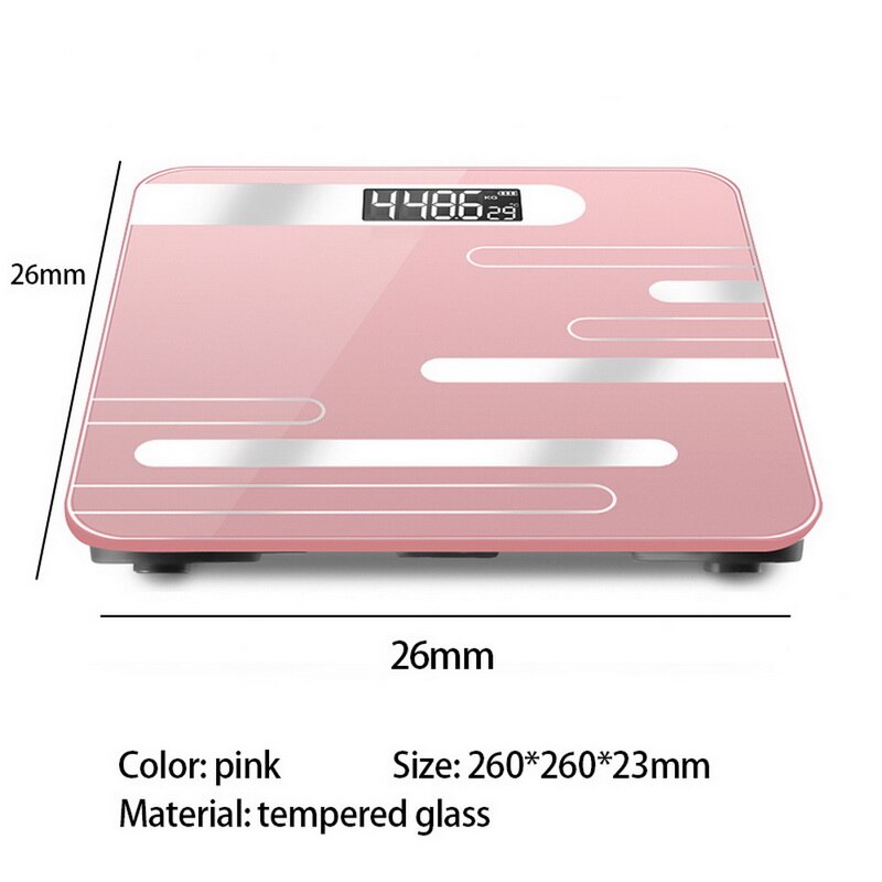 Weighing Scale Body Fat Scale Floor Precise Smart Electronic LED Digital Weight Scale Bathroom Balance Bluetooth APP: pink-b