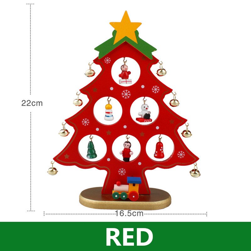 Neue DIY Weihnachten Hängen Ornament für Kinder Startseite Xmas Tisch Dekoration Weihnachten Ornament Holz Spielzeug Weihnachten Baum: Rot