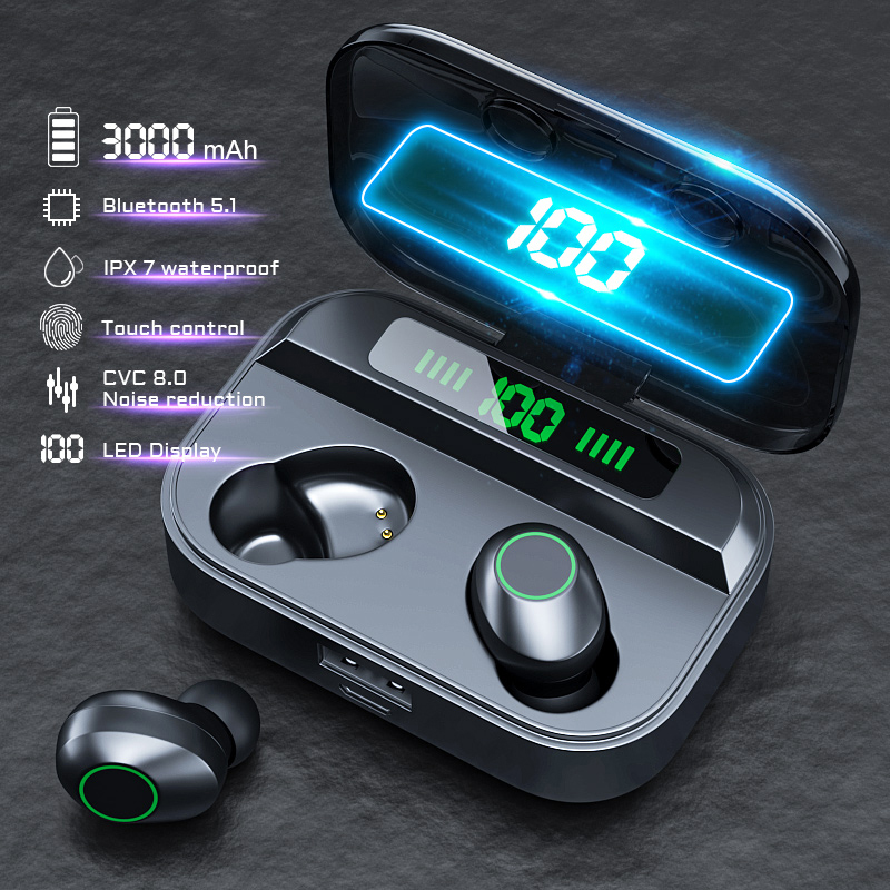 Tws F9 Oortelefoons Bluetooth 5.1 Draadloze Hoofdtelefoon Hifi Stereo Sport Waterdichte Oordopjes Headset Hoortoestellen Met Microfoon Handvrij