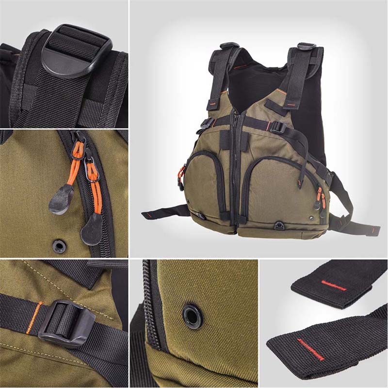 Multiple Pockets Fishing Life Jacket Floatation Vest Adult Adjustable Buoyancy Aid Swimming Boating Sailing Fishing Vest