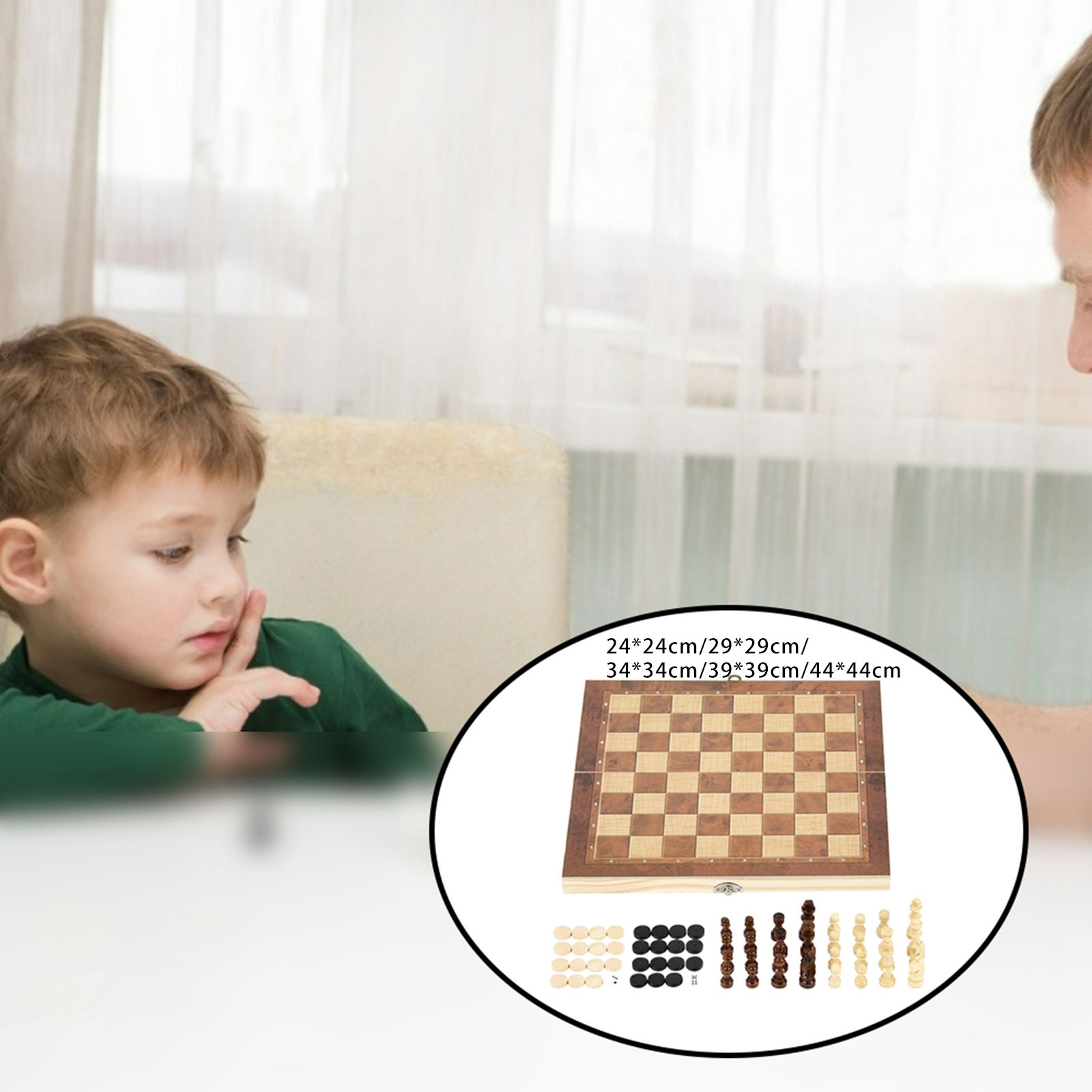 Checkers &amp; Chess Set, Wooden Chess Set for Kids and Adults, Storage Case for Piece, Handcraft Travel Chess Set
