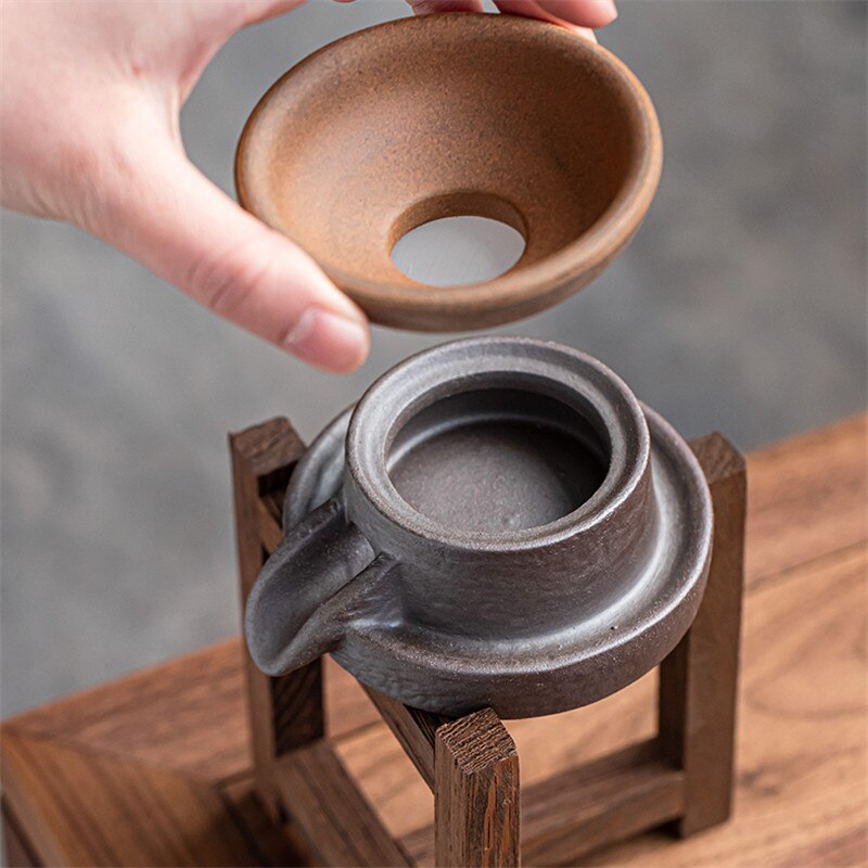 Ceramic Stone Mill Tea Strainers Handmade Tea Leaf Spice Filter Retro Kung Fu Pottery Fair Cup Office Tea Set Drinkware