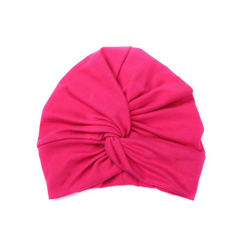 Baby Hoofdbanden Effen Katoen Tulband Hoofdband Voor Baby Meisjes Stretchy Beanie Hoed Hoofddeksels Baby Haarband Faixa Cabelo Para Bebe: Rose Red