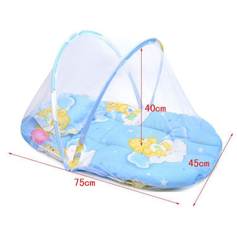 Cama plegable portátil para bebé, tienda de campaña con mosquitera y cremallera de puntos, cojín para dormir, mosquitera plegable para el cuidado del bebé