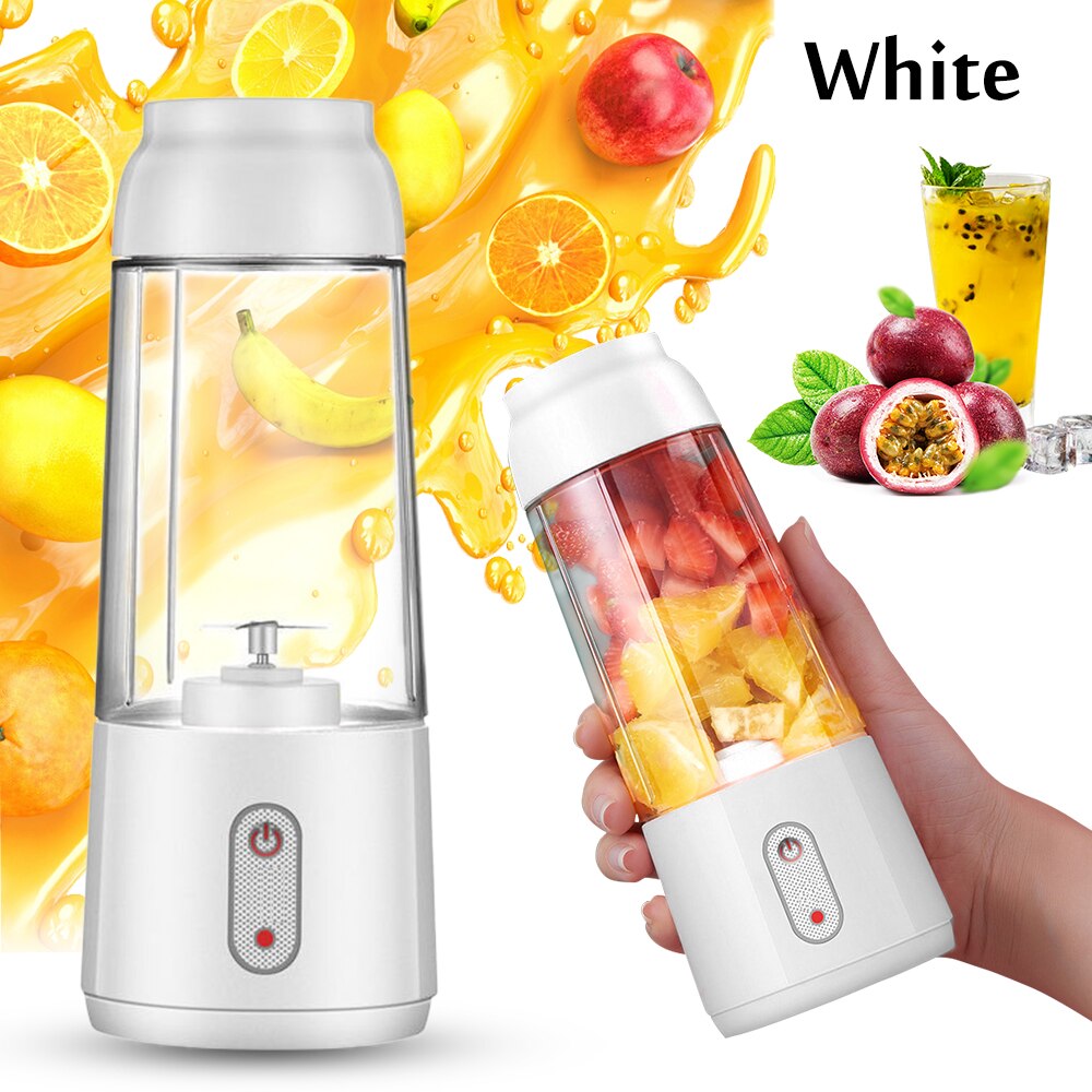 Portable Mini Electric Fruit Juicer Mini Smoothie Maker Blenders Mixer Rechargeable Juicer Bottle Cup For Home Office Outdoor: White