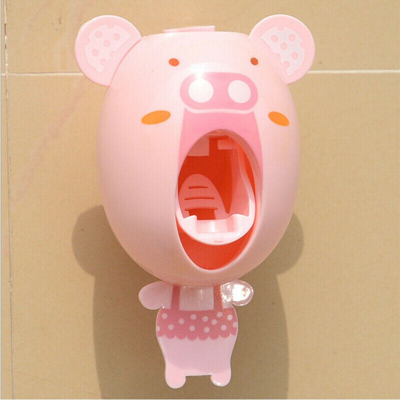 Cartoon Style Auto Toothpaste Dispenser Device Easy Squeeze Wall Mount Home Decor Kids US