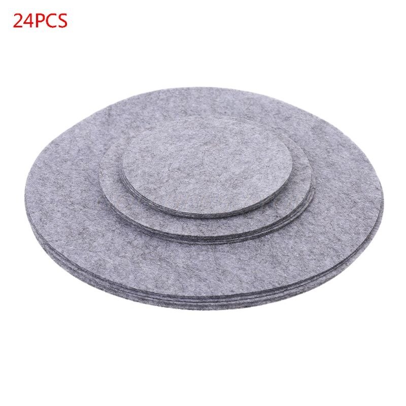 Juego de separadores de placas de fieltro suave, almohadillas separadoras de sartenes de 3 tamaños, utensilios de cocina, protectores de apilamiento de ollas, protectores para arañazos, 24 unidades: Gris