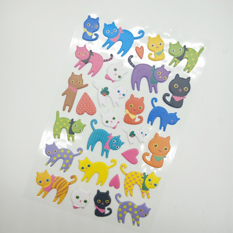 1pcs/ lot Puffy Bubble Fruits Animals series PVC sticker/3D scrapbooking sticker deco packing stickers Whales Cat ZOO Labels: Cats