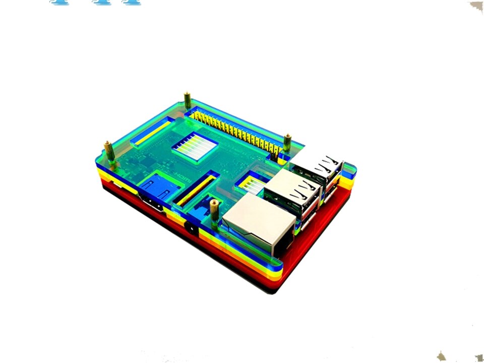Coque raspberry  pi 3 b+  plus génération, coque 5 couches, couleur jaune, noir, bleu, orange, rouge, envoi avec dissipateur thermique: Couleur