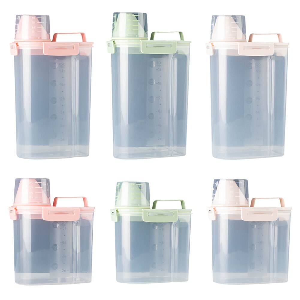 Plastic Pet Feeder Voedsel Container Hond Kat Grote Capaciteit Anti Oxidatie Verzegelde Verse Doos Snack Opslagtank Met Maatbeker