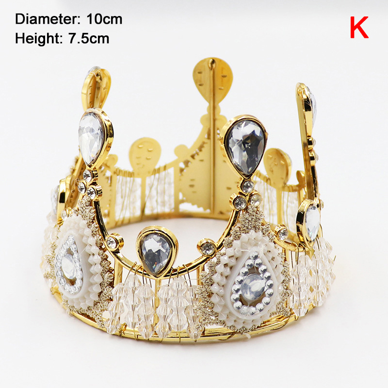 Round Crown Cake Topper Decoration Wedding Cake Queen Tiaras Princess Home Birthday Cake Decorative Party Supplies