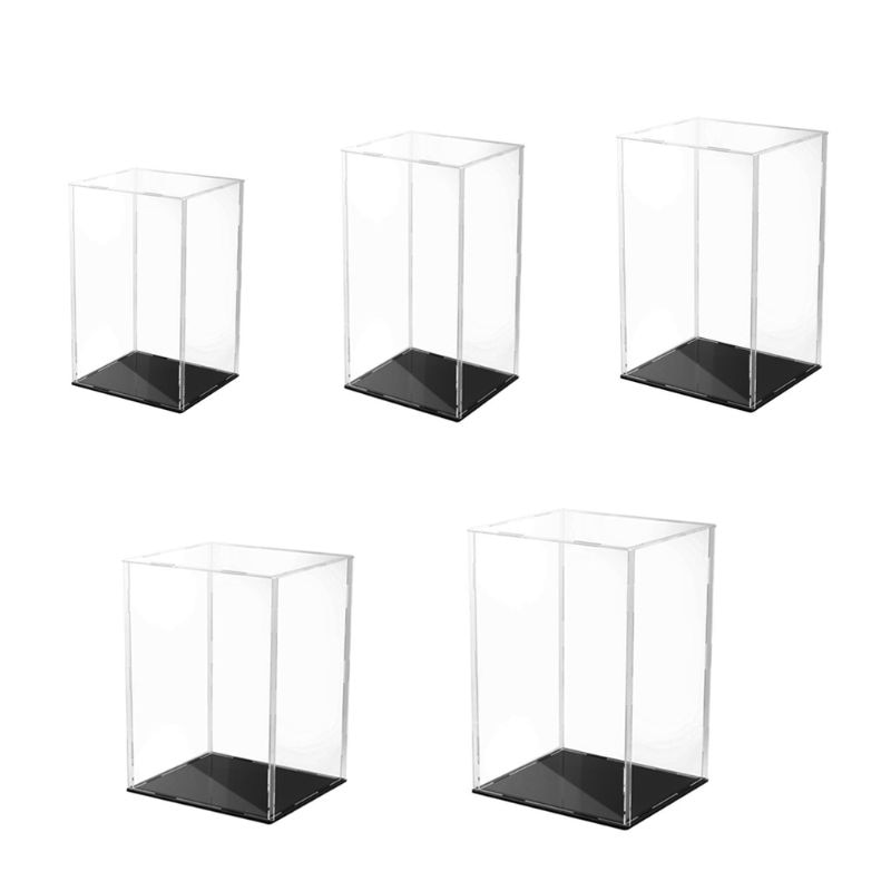 Helder Acryl Vitrine Zwarte Basis Stofdicht Bescherming Model Speelgoed Tonen Doos