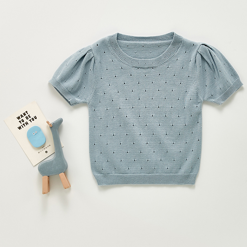 Camisa macia respirável de algodão para bebês, camisa de verão com manga curta de malha de algodão para crianças pequenas, roupas infantis: blue / 0-3 Months