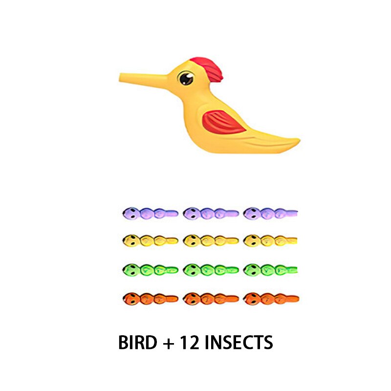 Specht Insekten Fang Spiel Intelligenz Entwicklung FrüHenne Bildung Puzzle Junge und Mädchen freundlicher Magnetischen Angeln Spielzeug: Vogel   12 Insekten