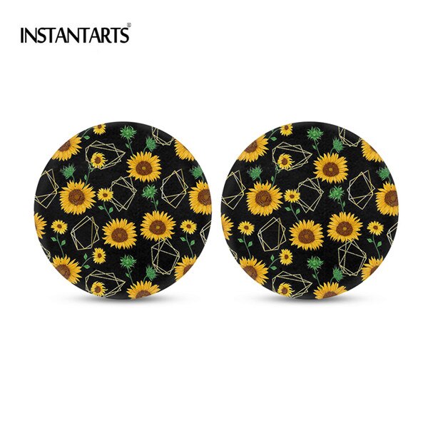 Instantarts bildrinkunderlägg set  of 2 pack 3d solrosabsorberande mugghållare glasunderlägg för kvinnor dryckesunderlägg mugghållare: Hn3321 d 2